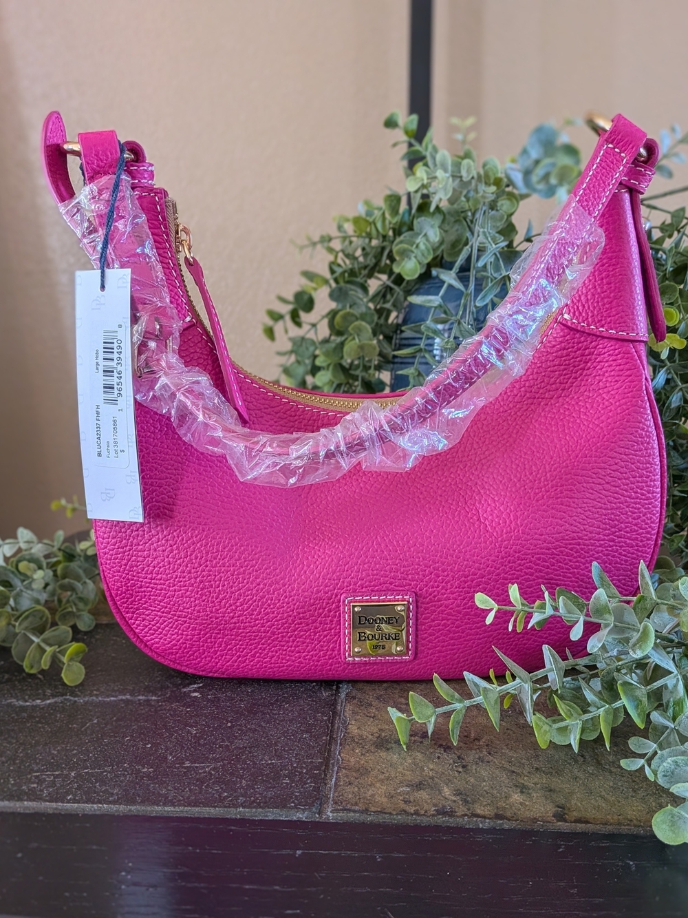 NWT! Dooney & Bourke Large Lucca Leather Hobo in FUSHIA